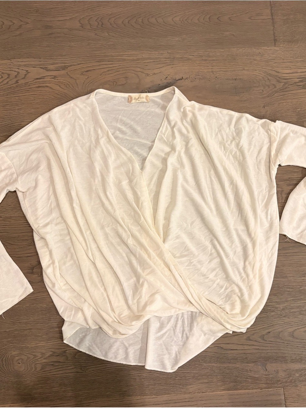 Altar'd State Cream Draped Twist-Front Blouse